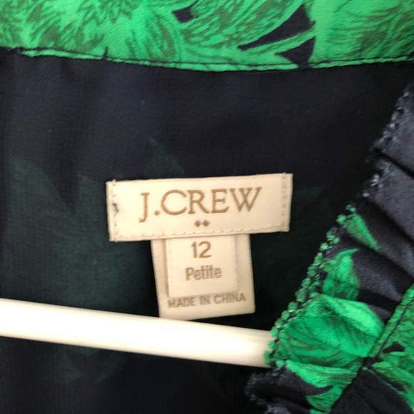 J. Crew Navy and Green Floral Stripe Blouse - Picture 3 of 3